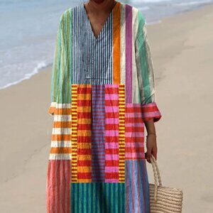 Boho Color Block Dress